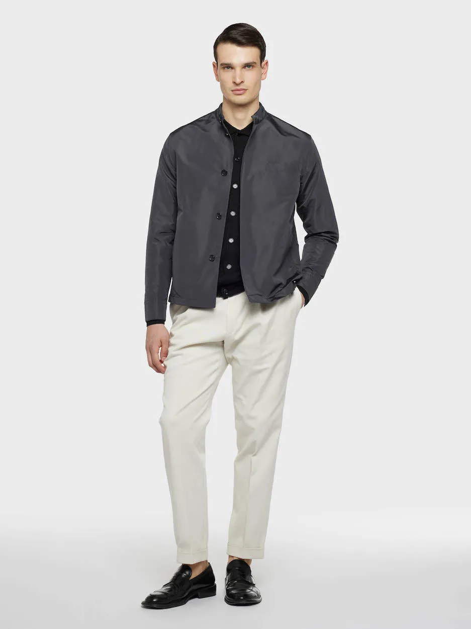 Caruso Butterfly polo cardigan seta cotone nero