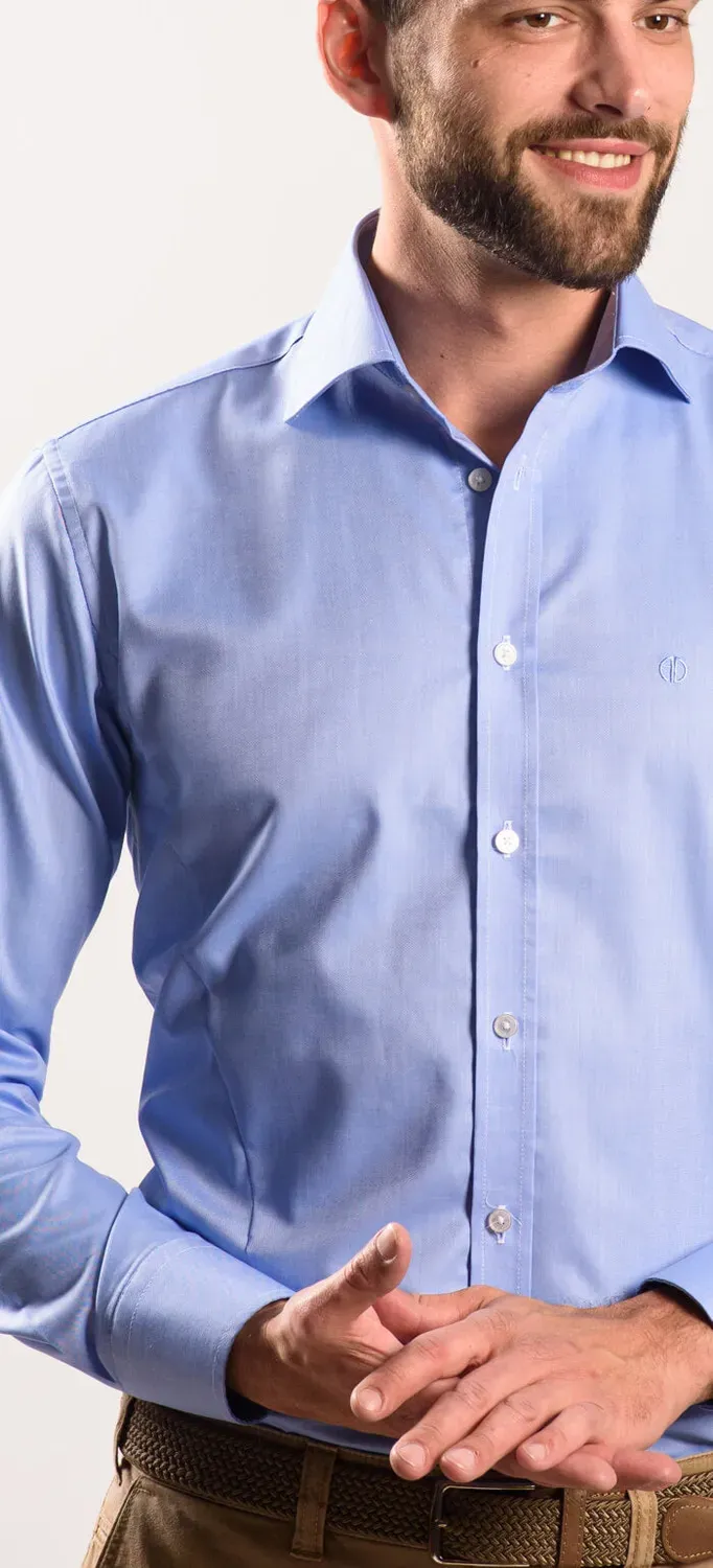 Alain Delon Blue Extra Slim camicia blu cotone Getzner