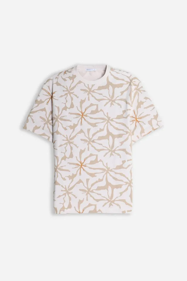 Sonny Bono T-Shirt Girocollo Fantasia Beige Cotone