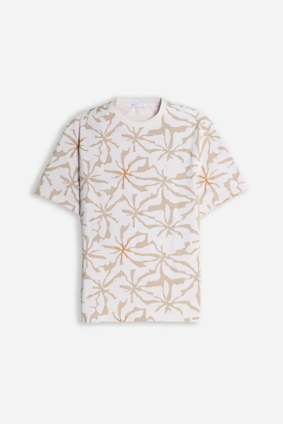 Sonny Bono T-Shirt Girocollo Fantasia Beige Cotone