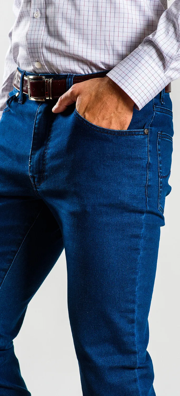 Alain Delon Jeans Slim Blu Scuro Denim Elasticizzato