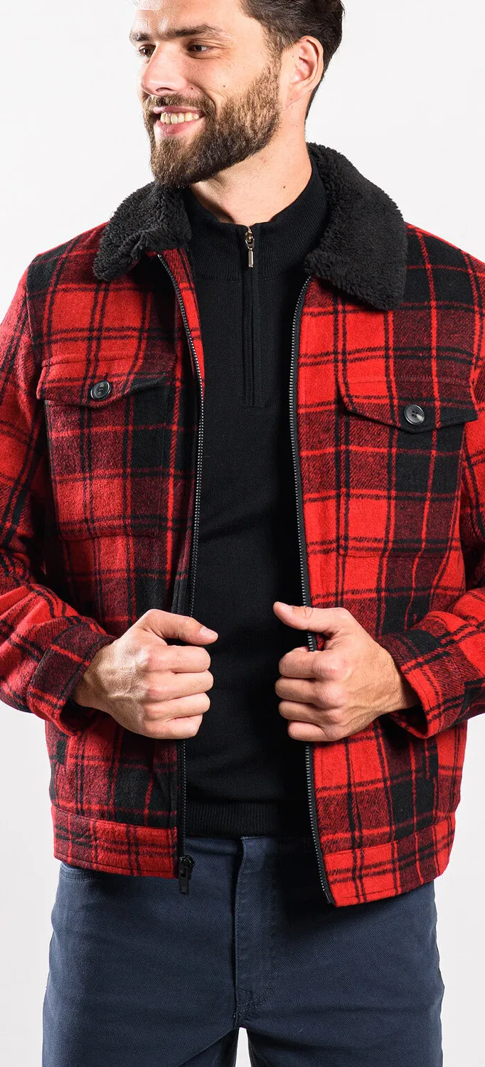 Alain Delon giacca flanella rossa quadri slim fit