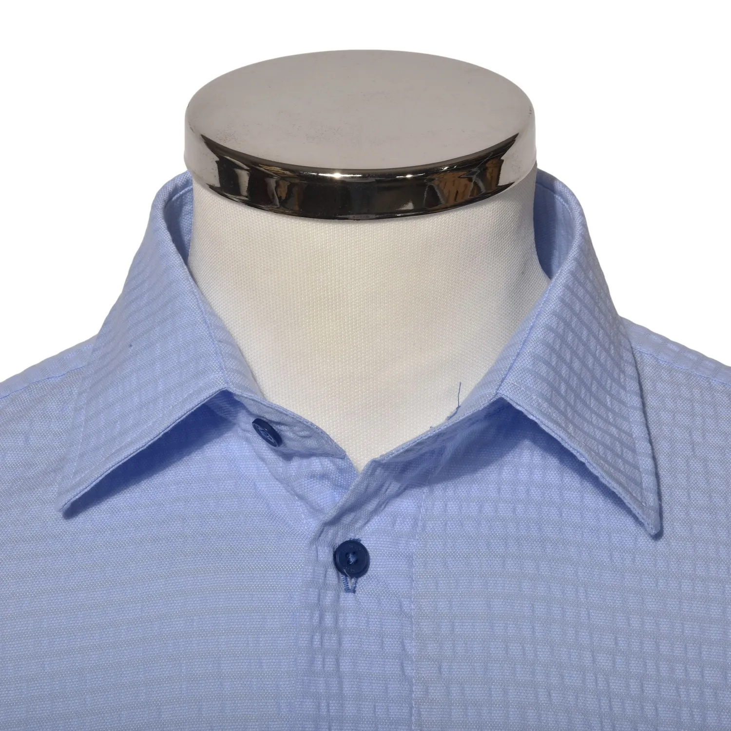Alain Delon camicia slim fit blu crepe taglia 39
