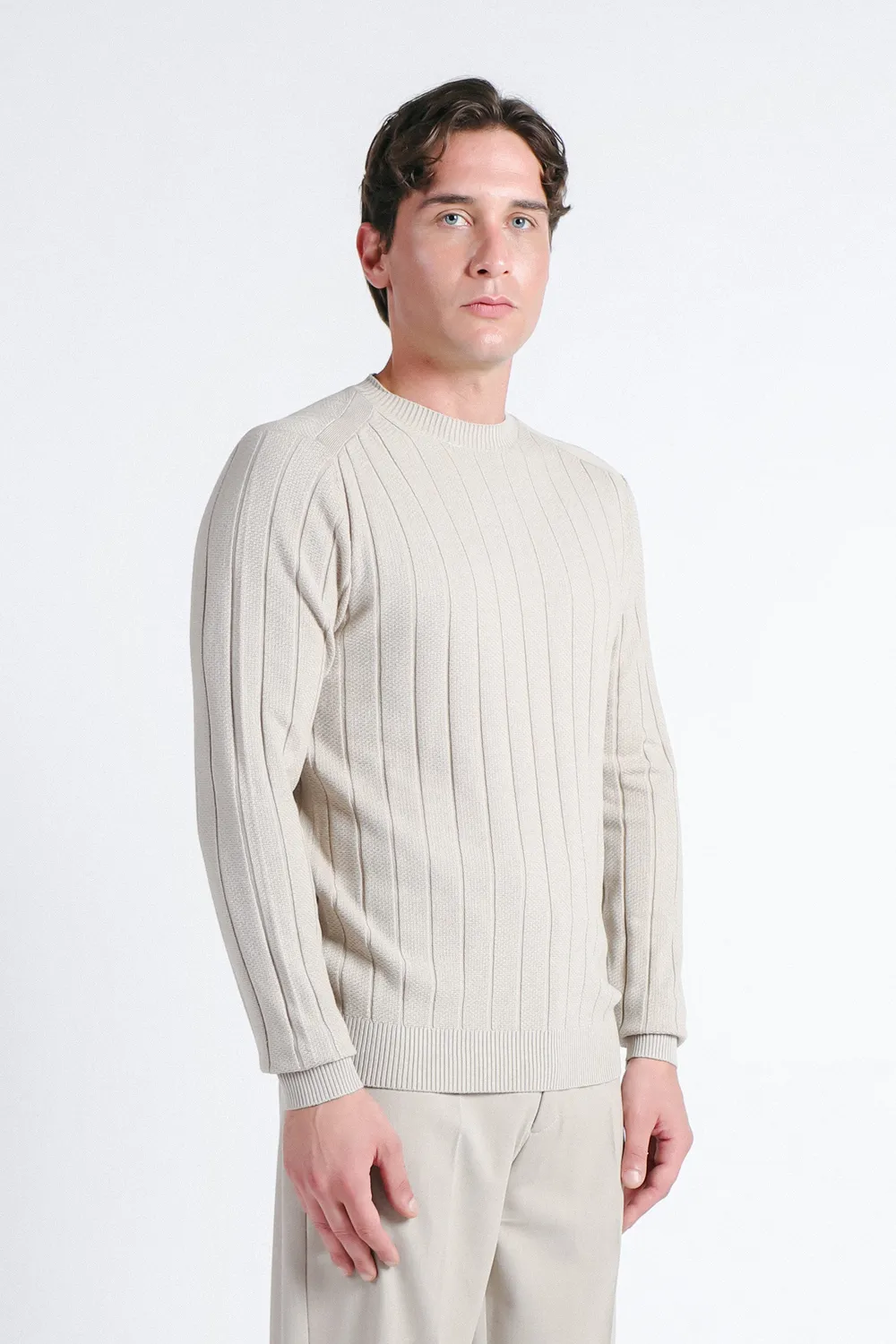 Sonny Bono maglia girocollo lavorata beige chiaro