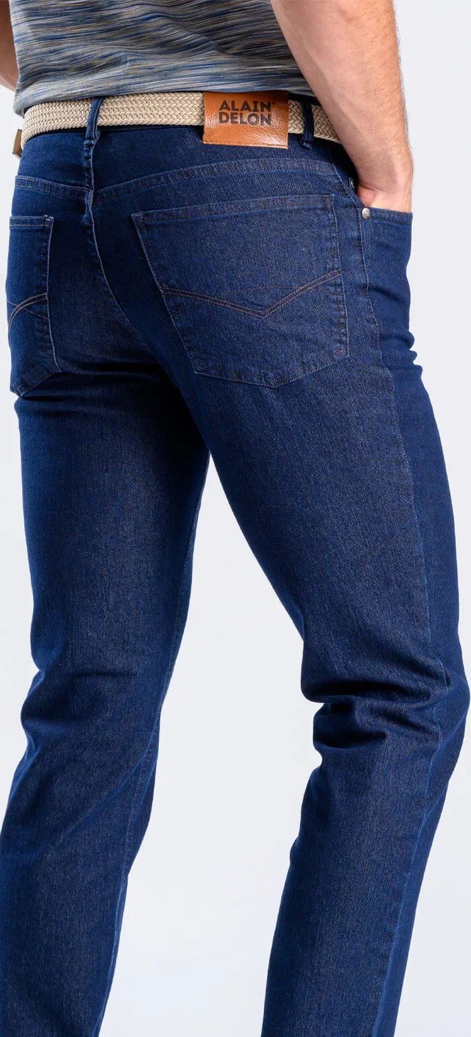 Alain Delon jeans dritti blu scuro cotone elasticizzato
