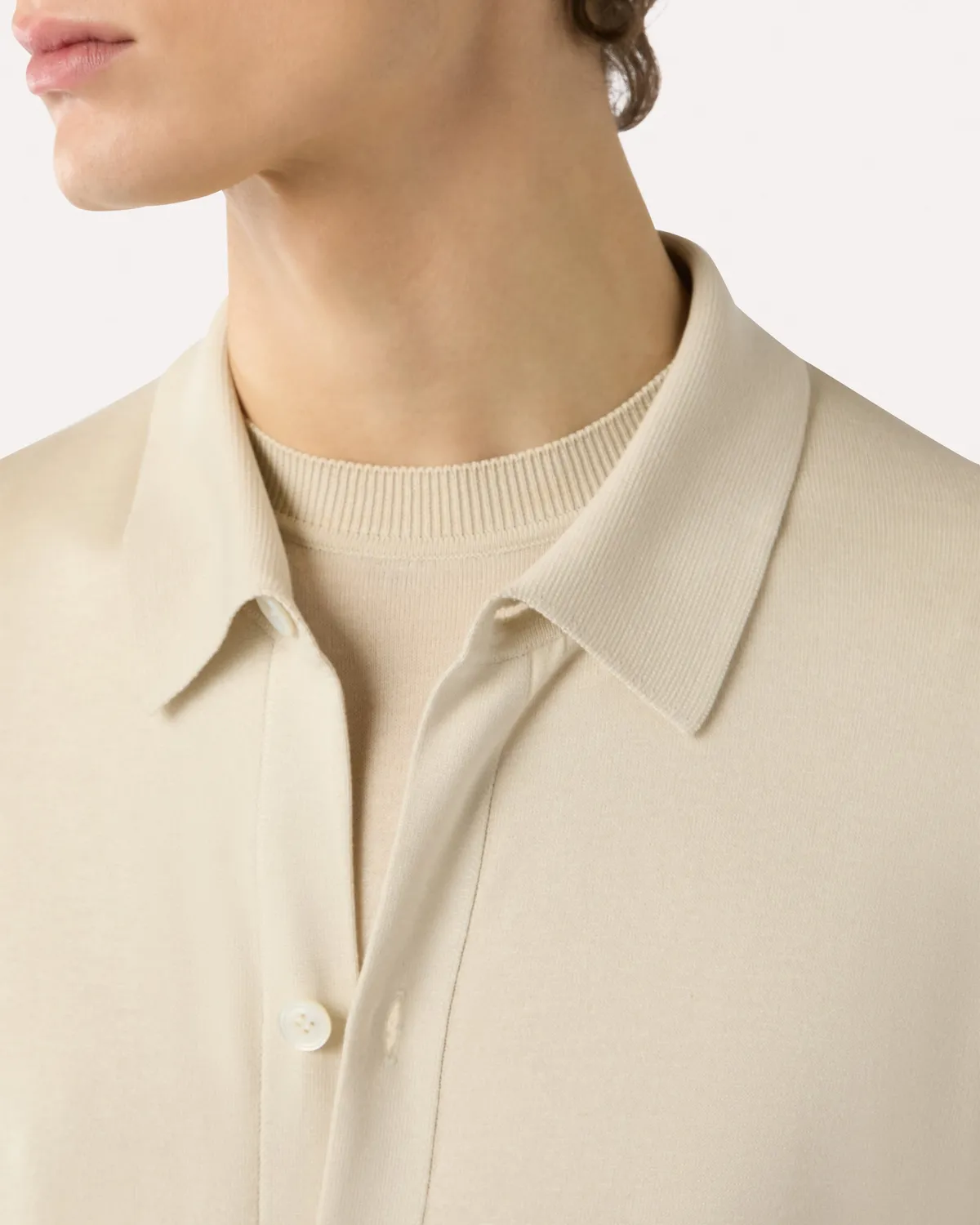 Lardini Camicia Maglia Seta Panna Manica Lunga