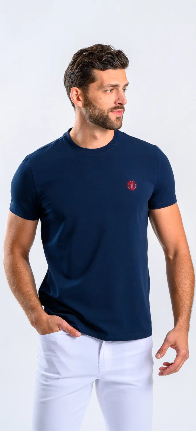 Alain Delon t-shirt blu slim cotone elasticizzata