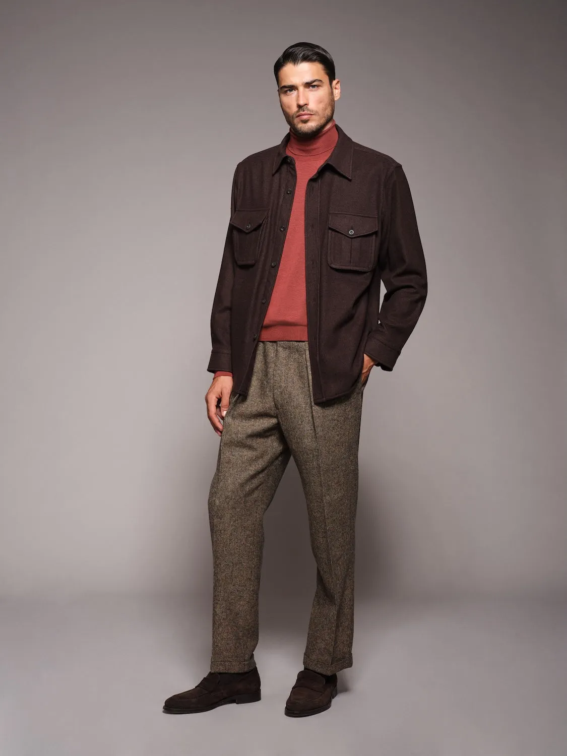 Caruso dolcevita lana seta cashmere rosso