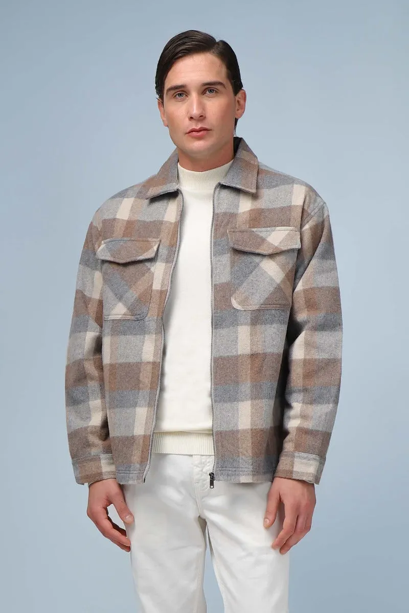 Sonny Bono Overshirt giubbotto a quadri beige