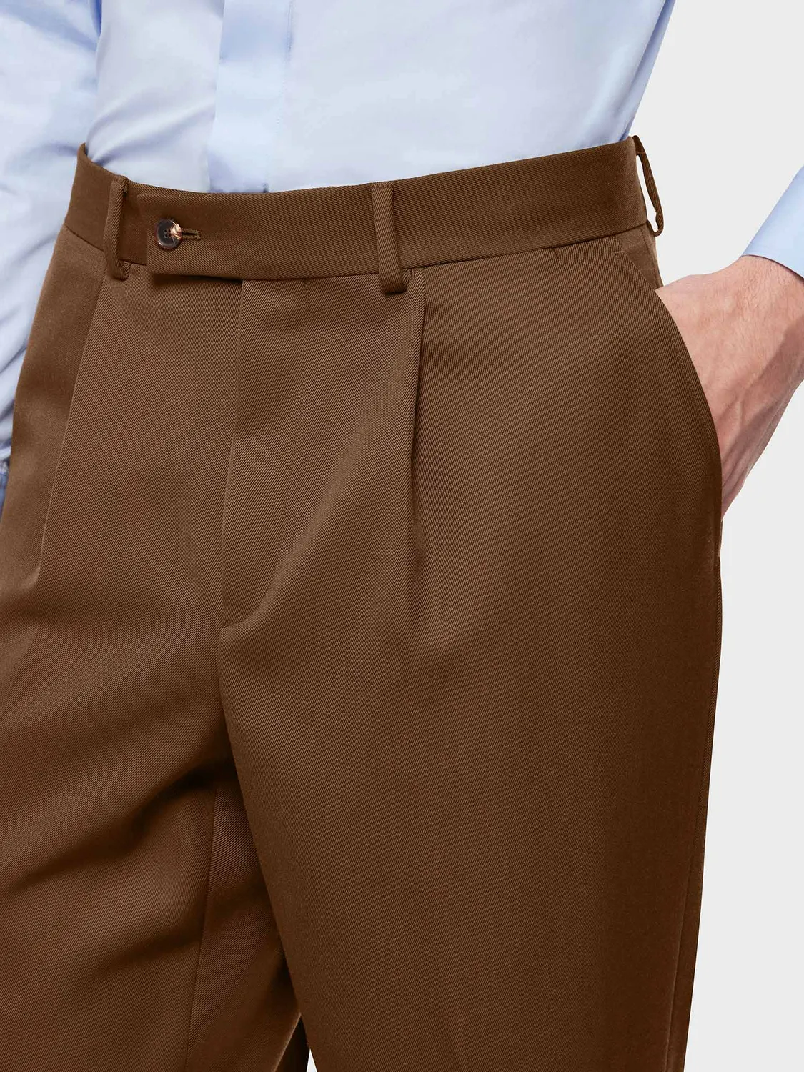 Caruso Norma pantalone lana tecnica marrone una piega