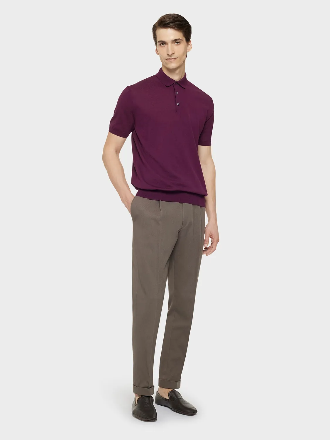 Caruso polo cotone prugna uomo