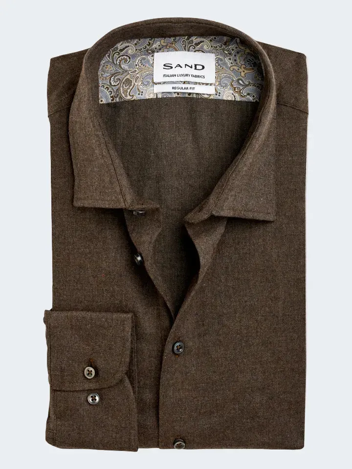 Sand Menswear State Soft 8087 camicia flanella marrone scuro