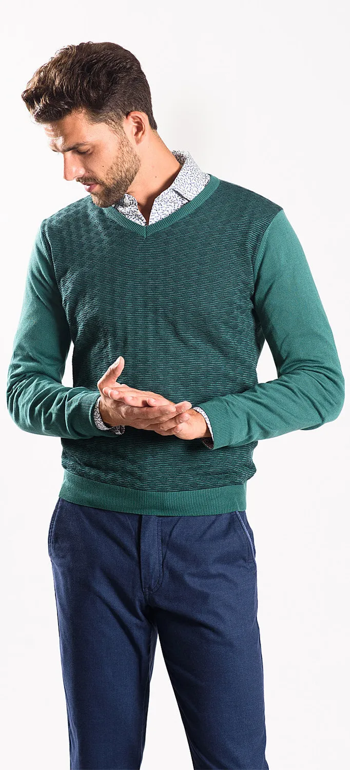 Alain Delon maglione verde cotone S slim fit