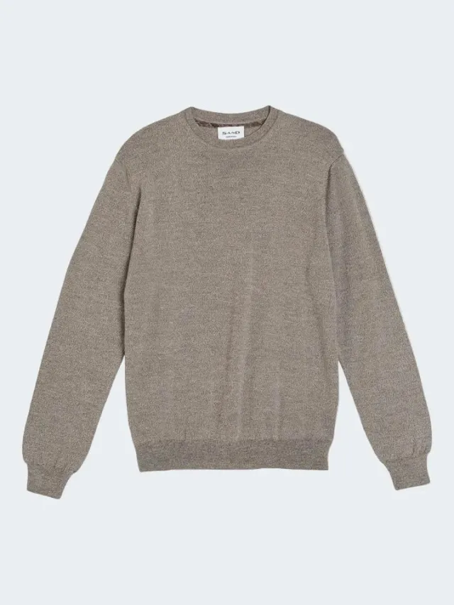 Sand Menswear Mouline Iq maglione merino cammello girocollo