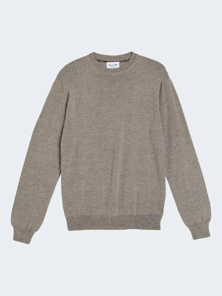 Sand Menswear Mouline Iq maglione merino cammello girocollo