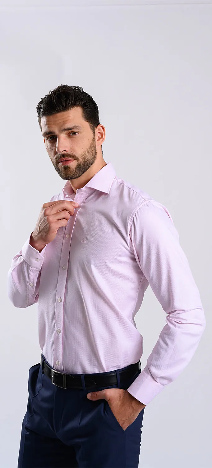 Alain Delon camicia slim fit rosa micro-motivo cotone Getzner
