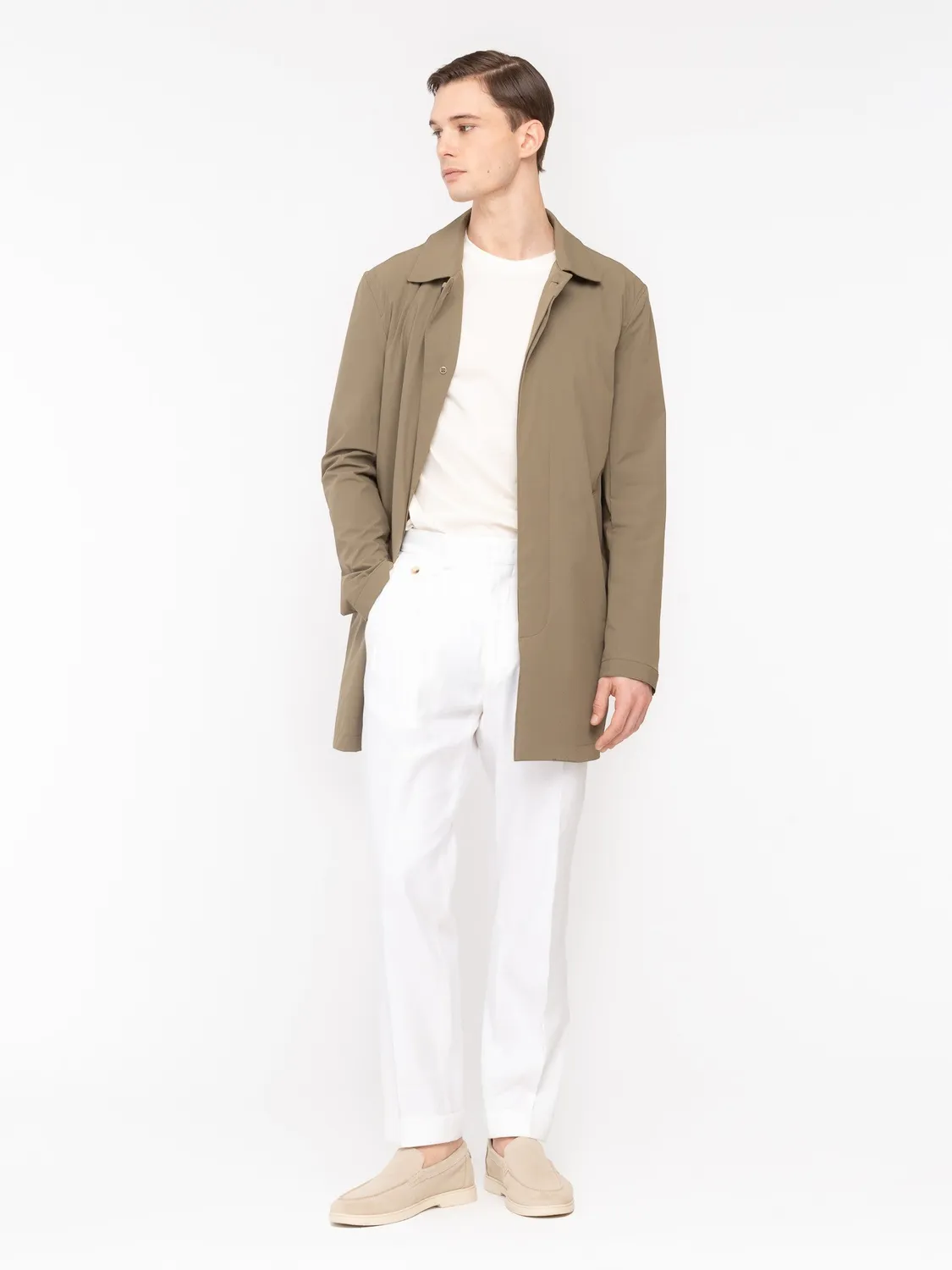 Paoloni Trench Coat Tecnico Verde Nylon Stretch