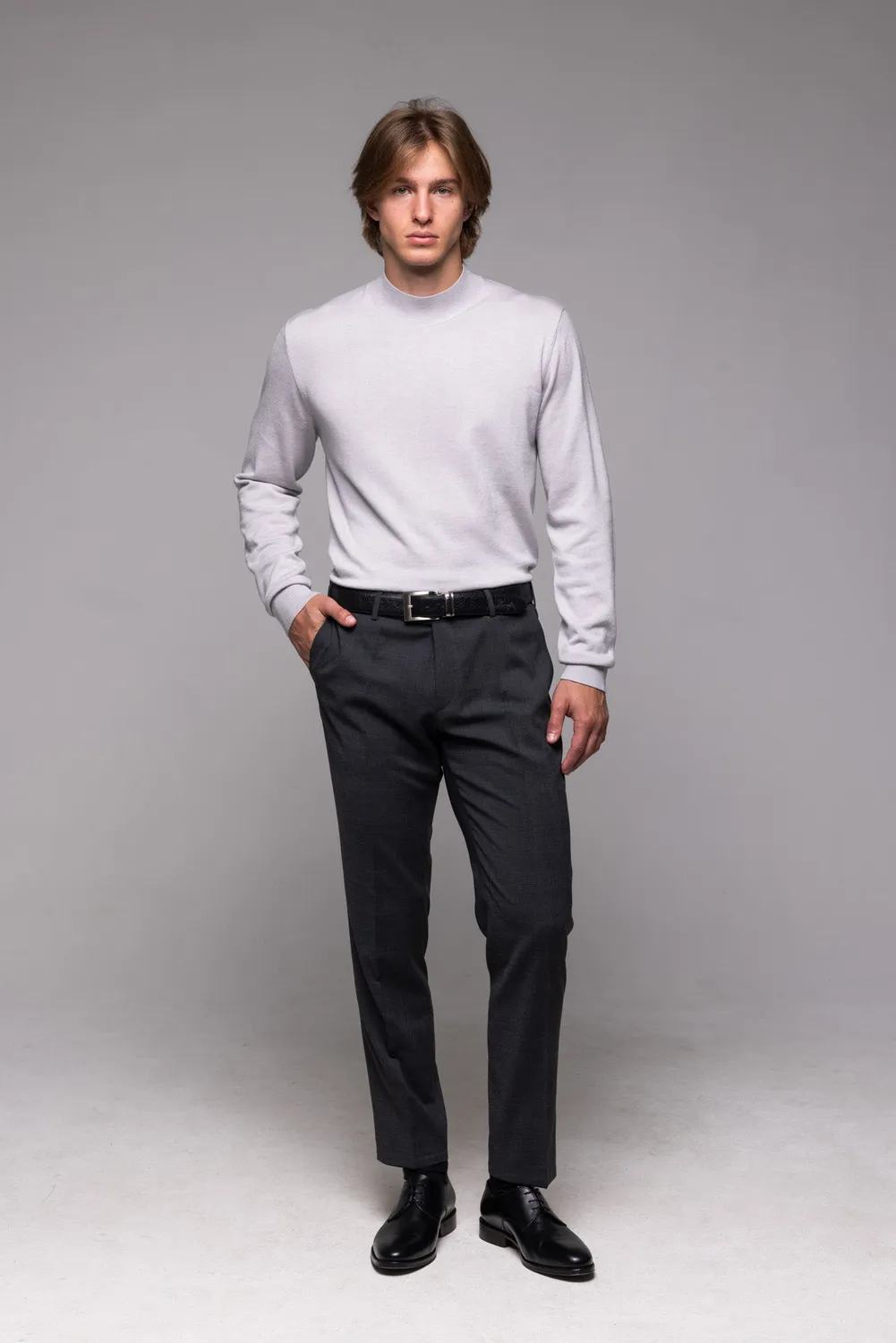 Alain Delon Abito Slim Fit Grigio a Quadri Taglie Forti