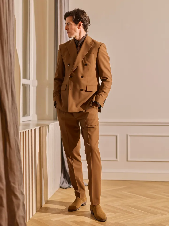 Sand 1101 4-Flex Mark pantalone lana camel scuro
