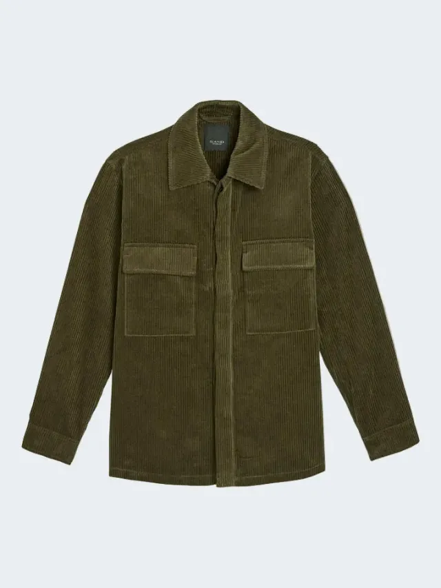 Sand Menswear 3608 OS Aiden overshirt velluto verde oliva