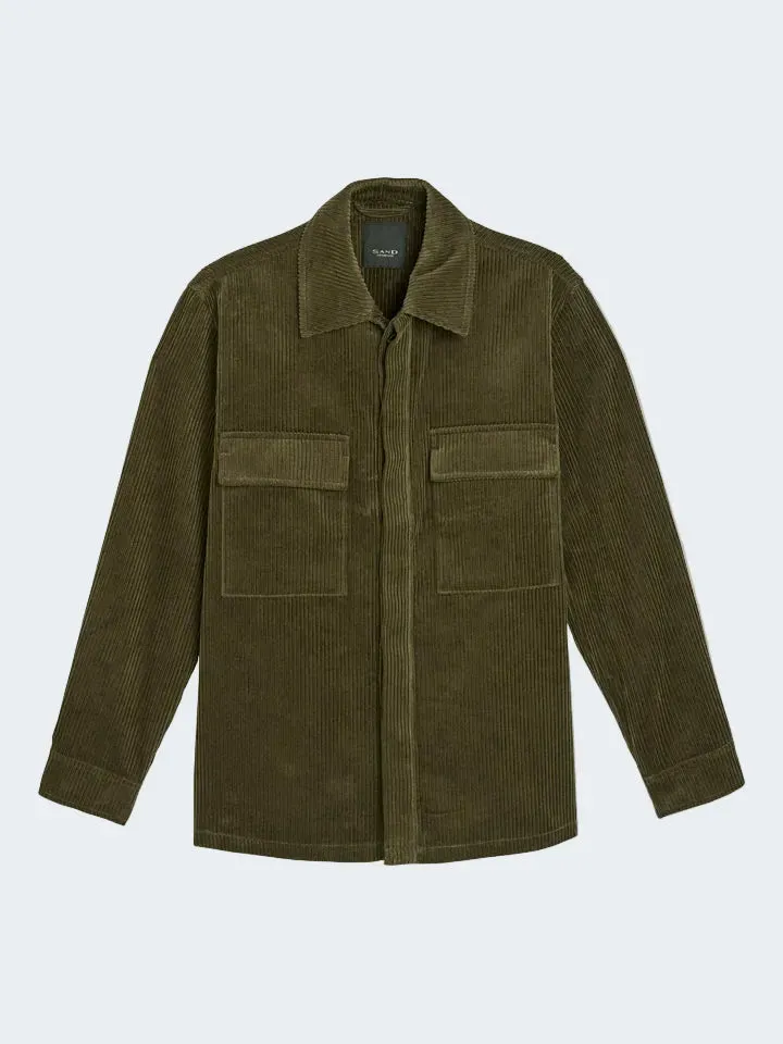 Sand Menswear 3608 OS Aiden overshirt velluto verde oliva