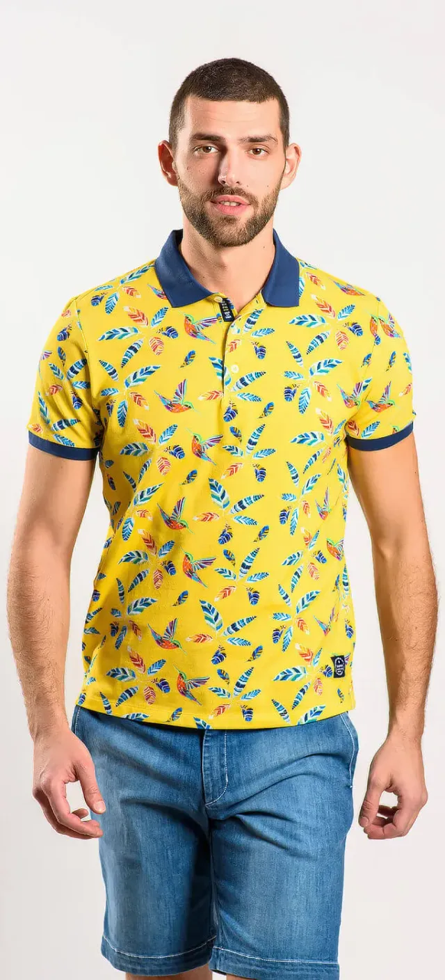 Alain Delon polo gialla fantasia cotone XXL