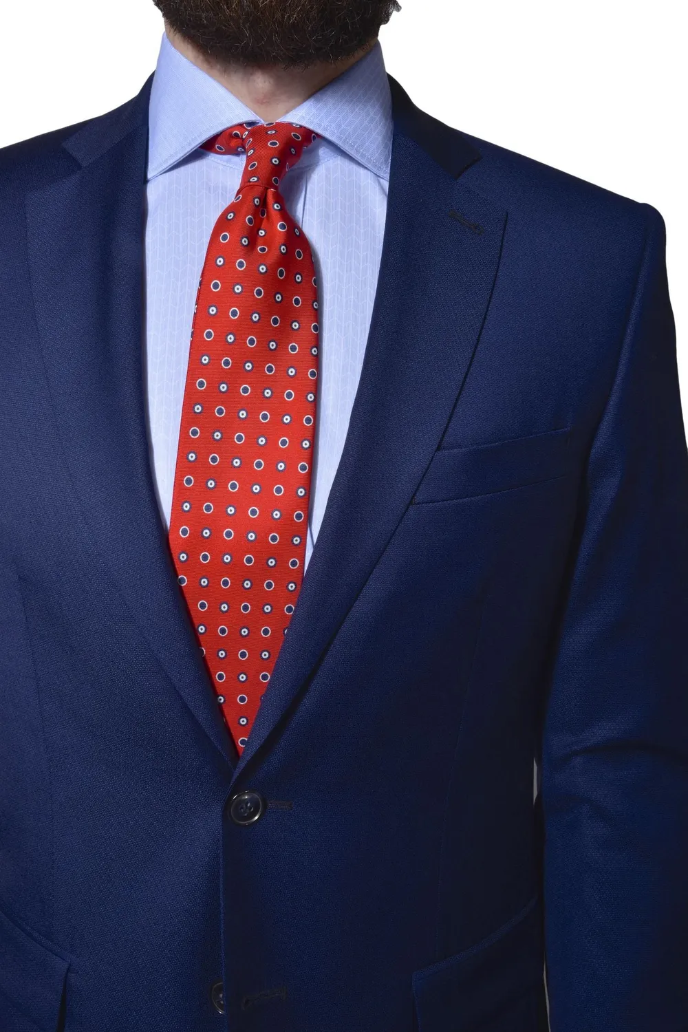Alain Delon Blue Wool abito slim fit blu lana Super 120s