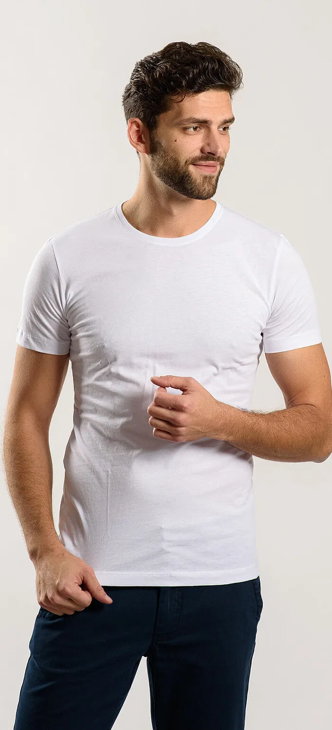 Alain Delon t-shirt bianca cotone elasticizzato girocollo