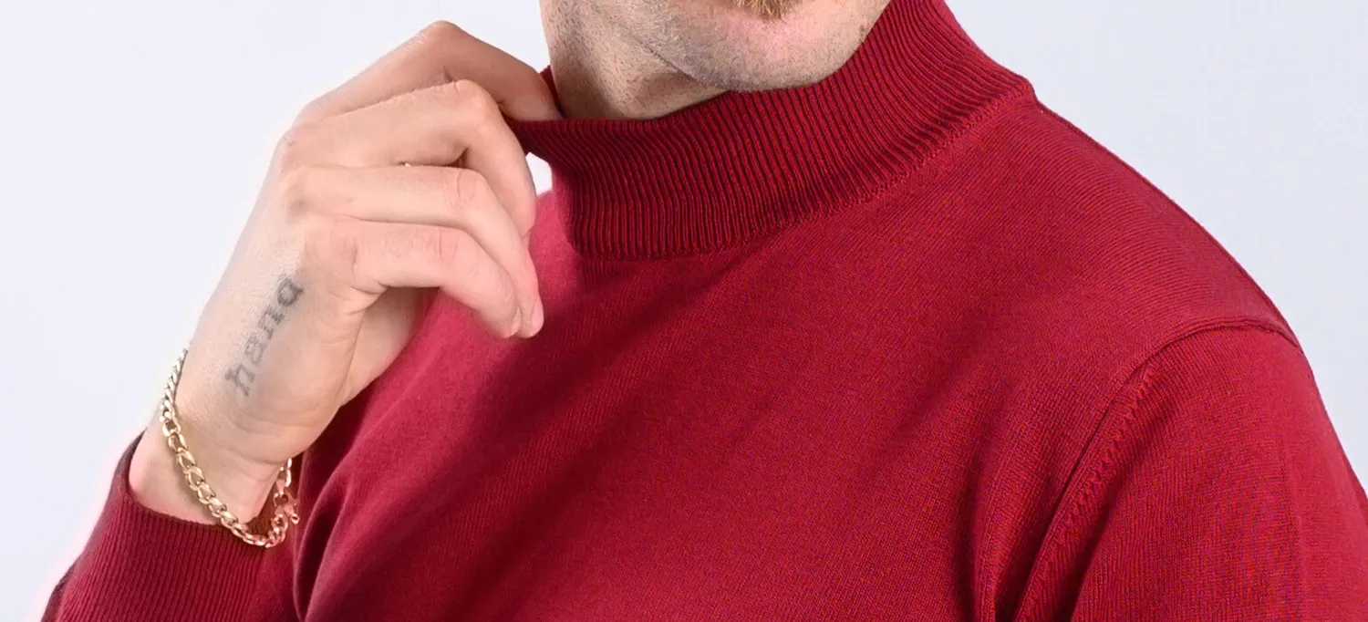Alain Delon dolcevita bordeaux S cotone slim fit