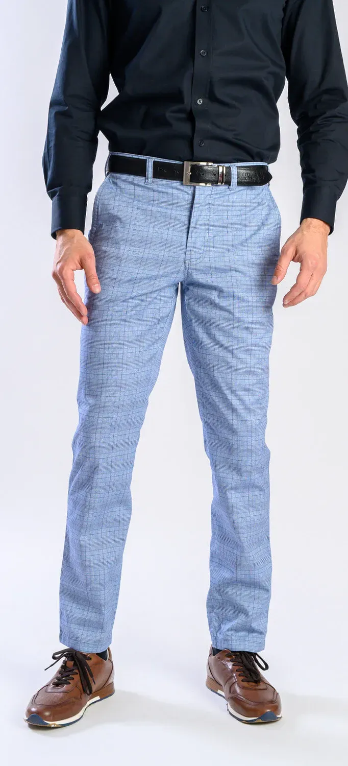 Alain Delon Chinos Azzurro Quadri Slim Fit