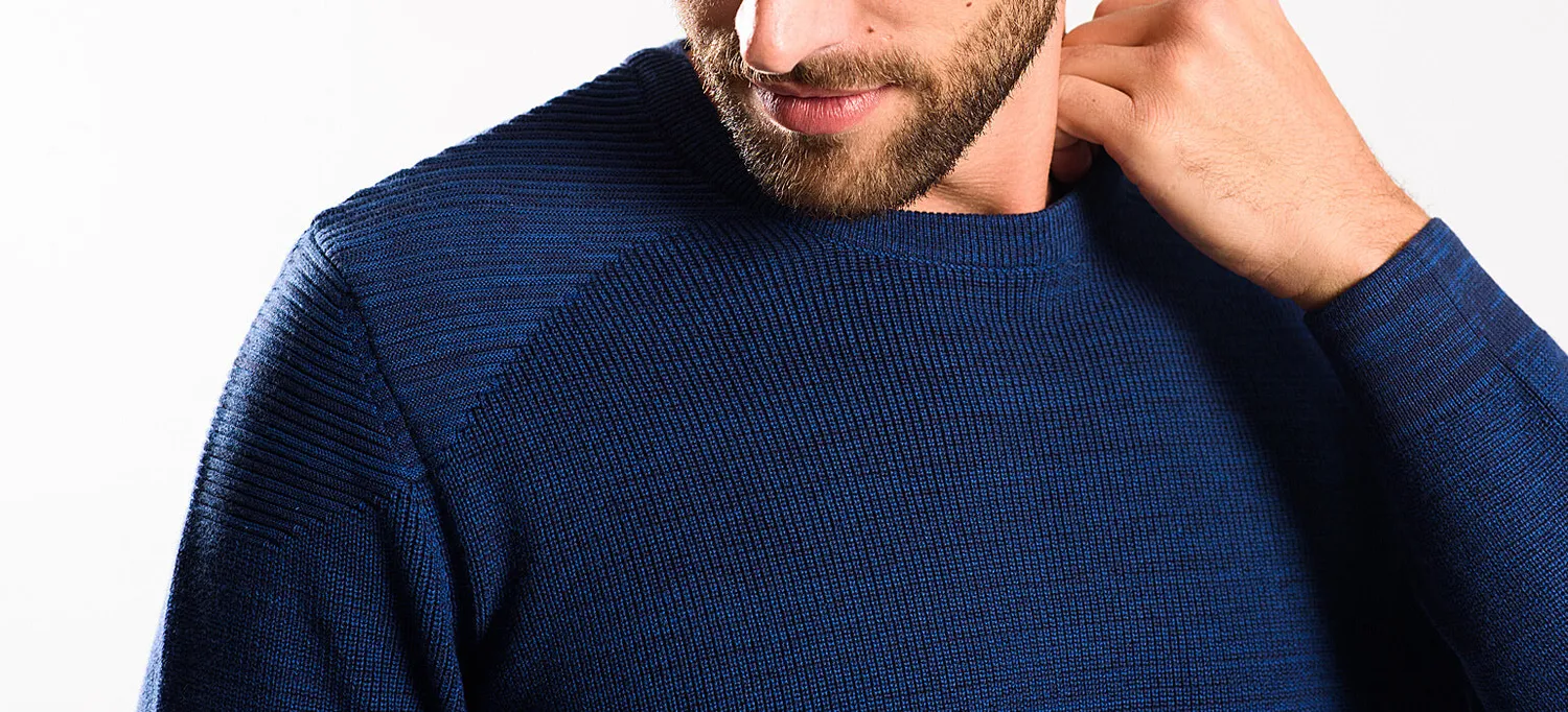 Alain Delon maglione cotone blu slim fit coste