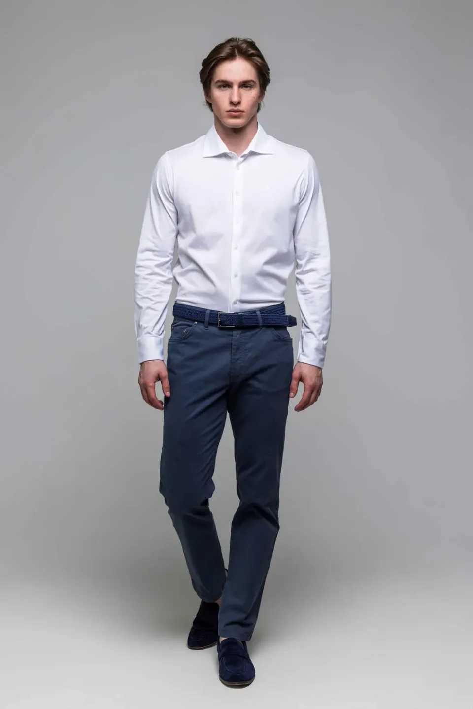 Alain Delon White Stretch camicia bianca extra slim fit