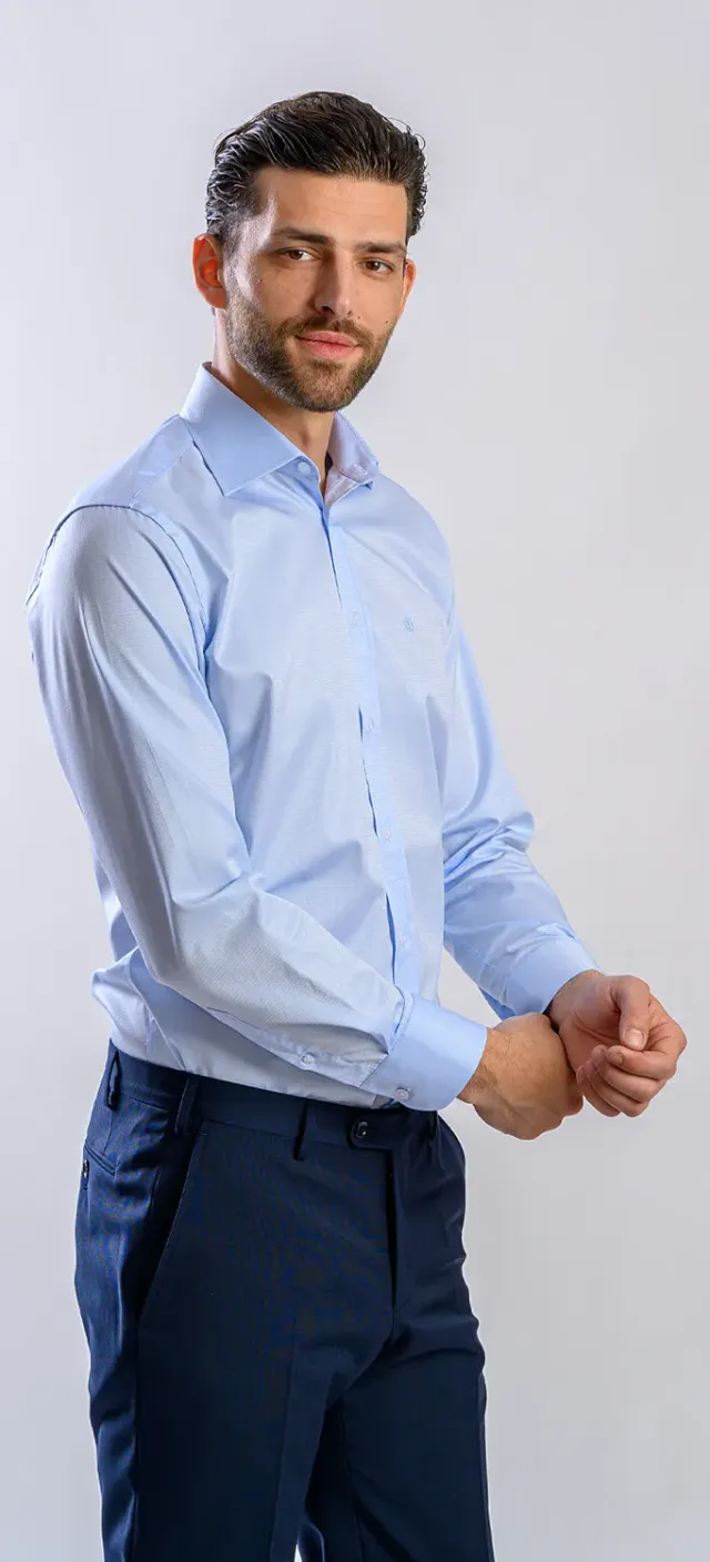 Alain Delon camicia extra slim fit azzurra quadretti cotone