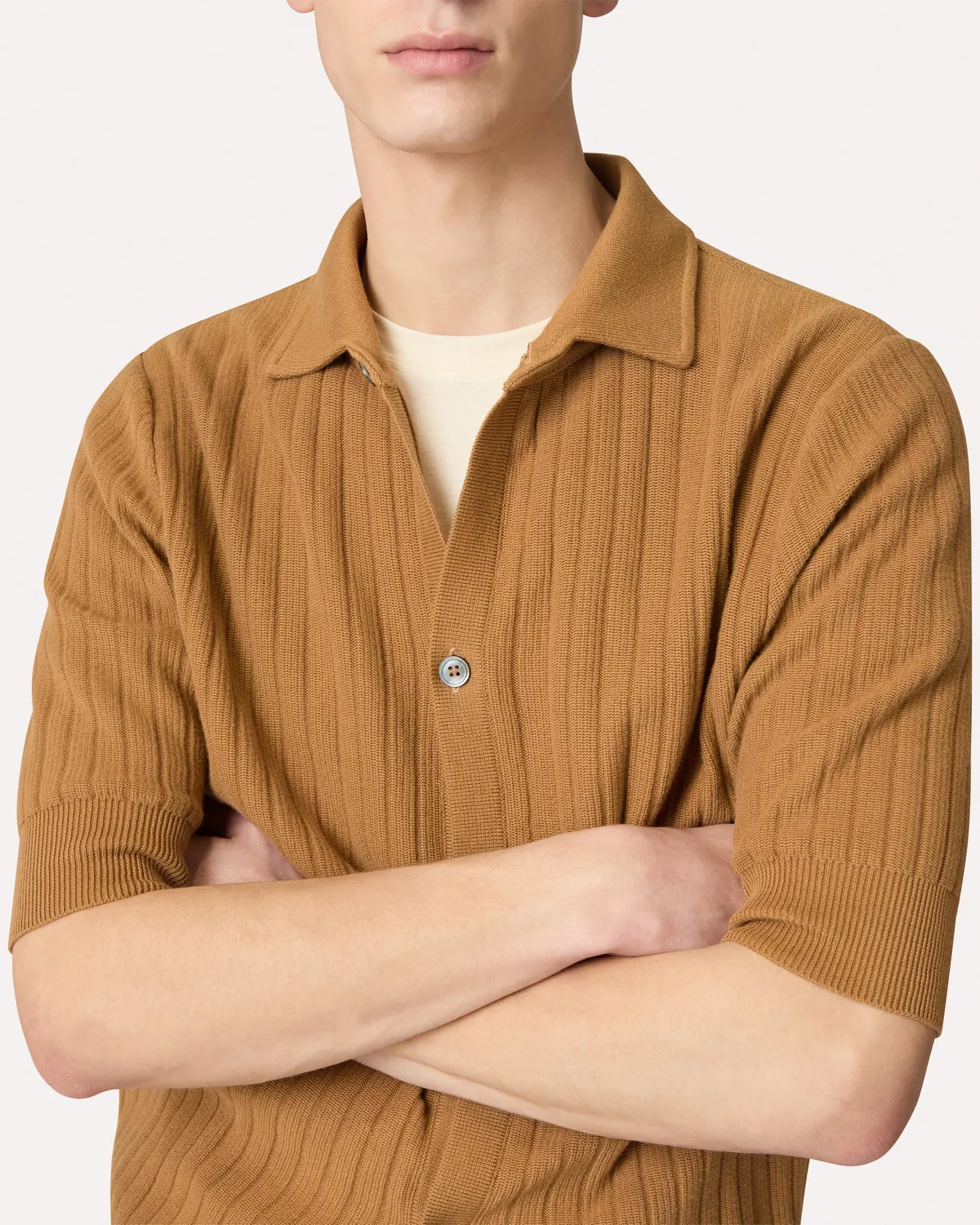 Lardini camicia maglia cammello manica corta