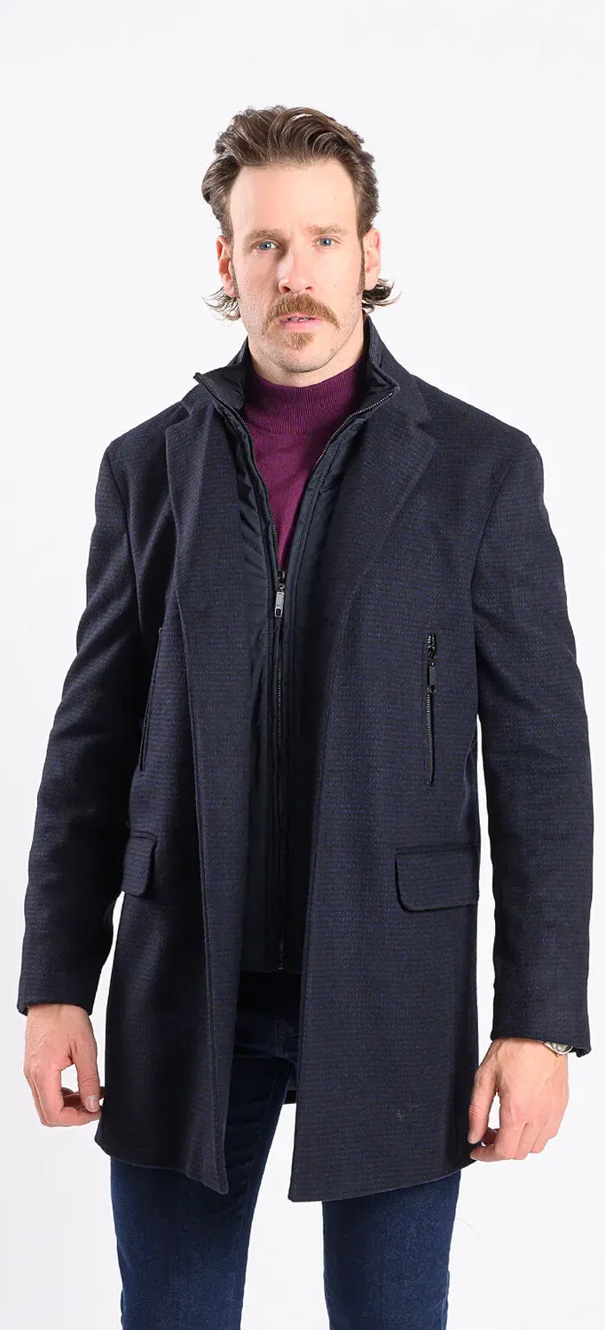 Alain Delon cappotto lana nero-blu taglia 58