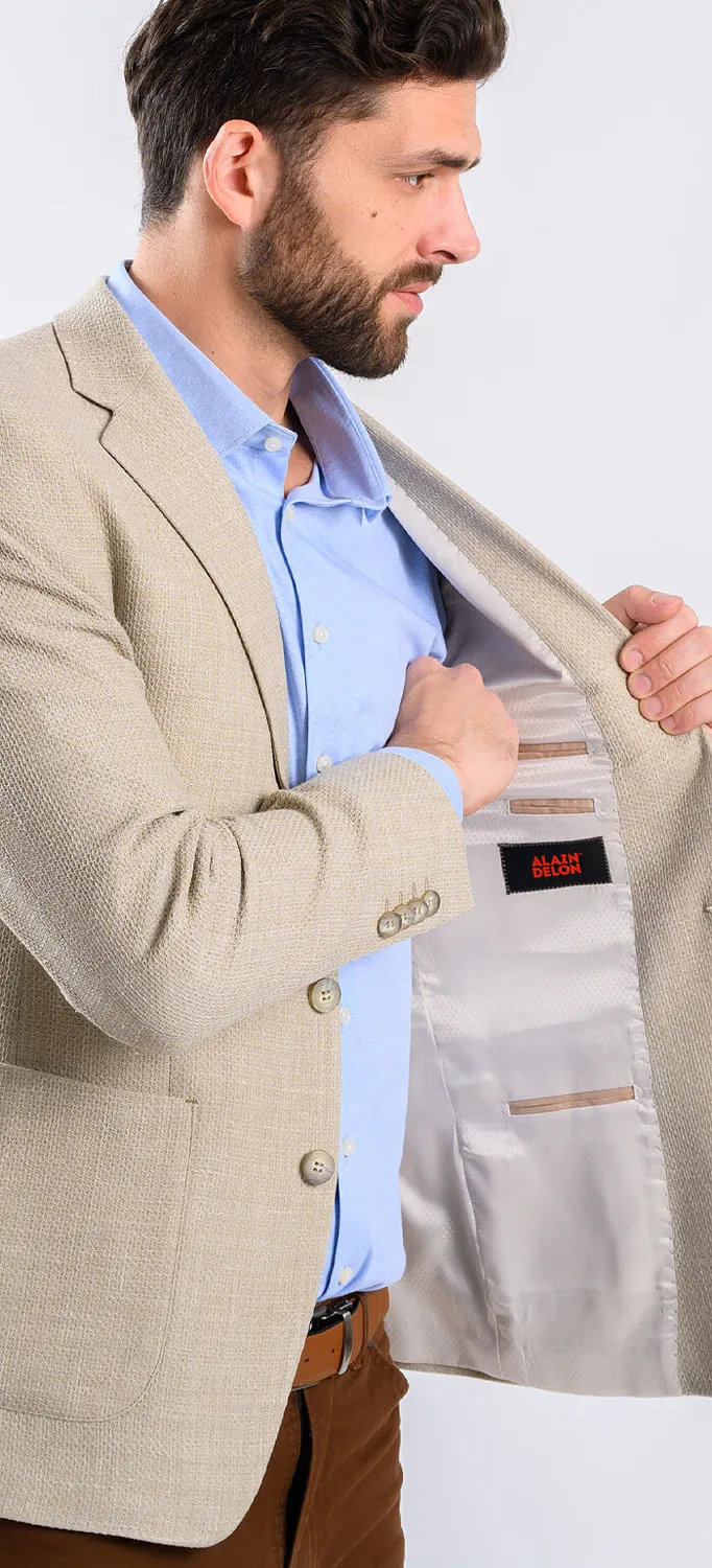 Alain Delon giacca beige Slim Fit lana lino