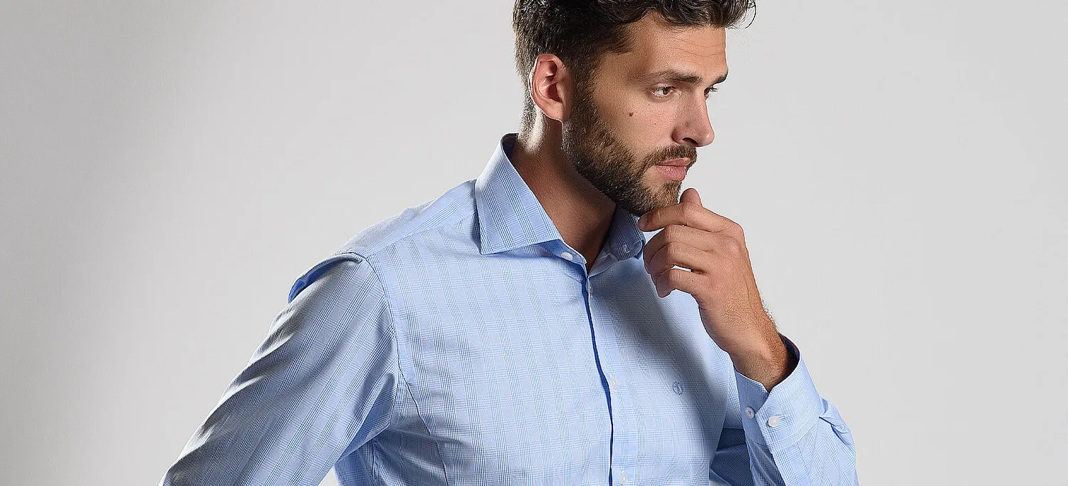 Alain Delon Classic camicia uomo blu quadri cotone spagnolo