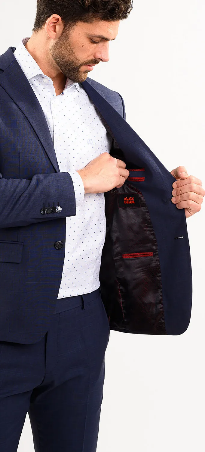 Alain Delon Slim Fit abito blu navy taglia 30 elasticizzato