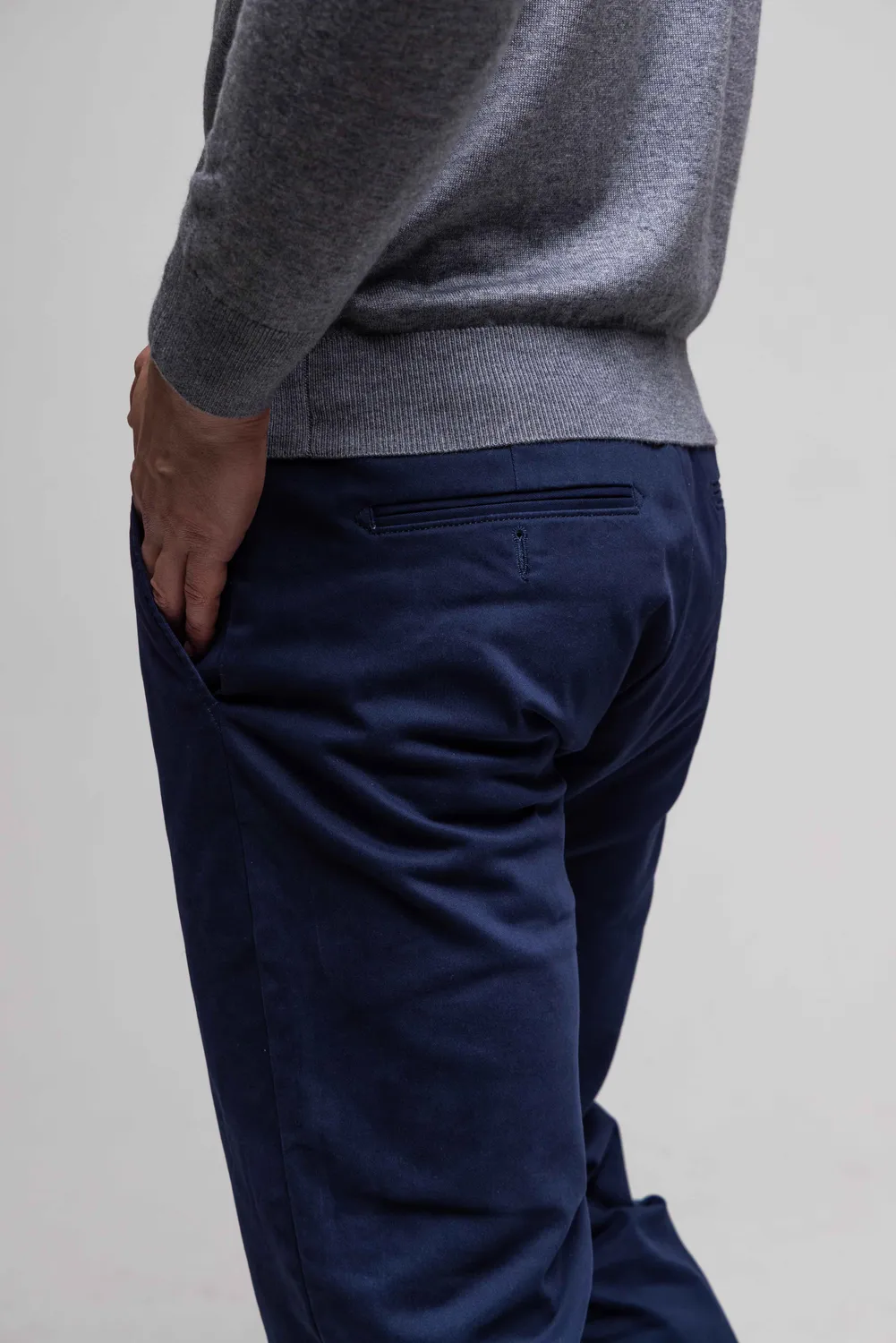 Alain Delon chinos pantalone blu cotone elasticizzato slim