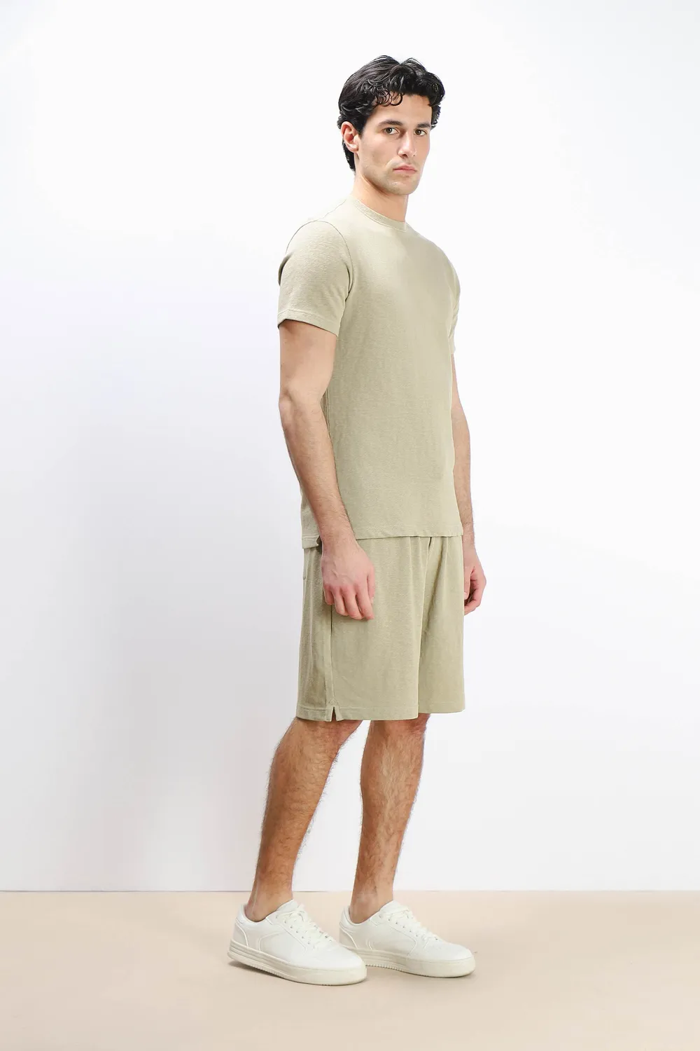 Sonny Bono Slub T-Shirt Kaki Effetto Lino