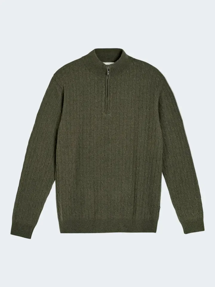 Sand Menswear Ibro maglione mezza zip verde oliva