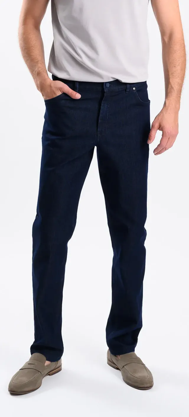 Alain Delon pantaloni casual blu navy slim fit 34/32 cotone