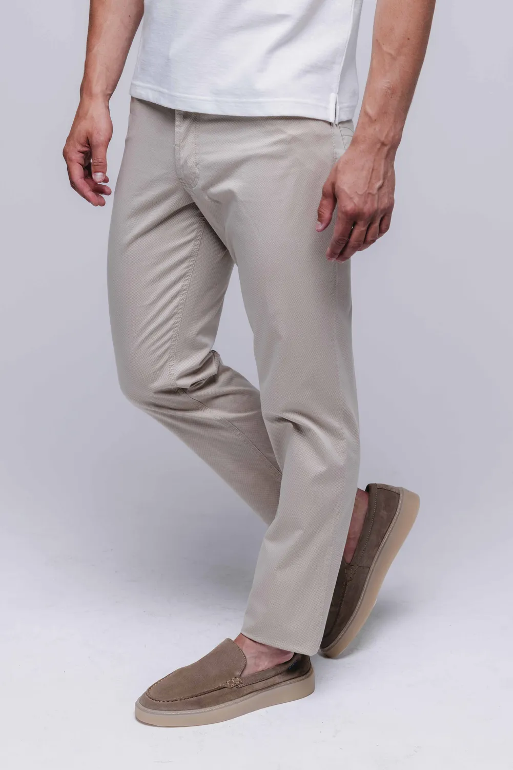 Alain Delon pantaloni casual beige fantasia elasticizzata
