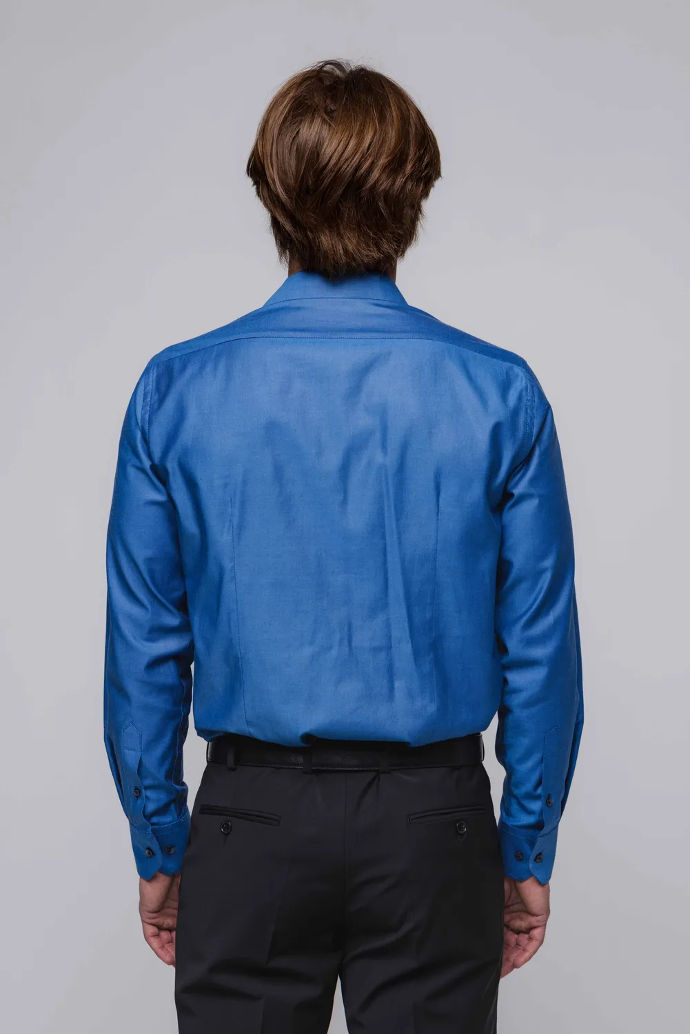 Alain Delon Camicia Blu Nera Slim Fit Cotone