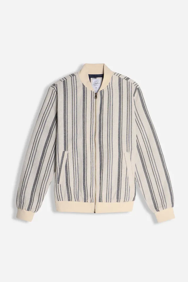 Sonny Bono Bomber Misto Lino Giubbotto Beige