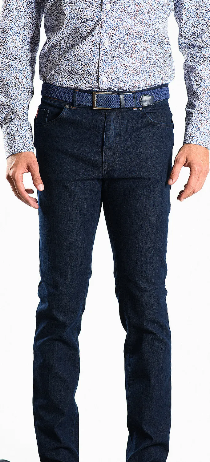 Alain Delon jeans slim blu scuro denim elasticizzato