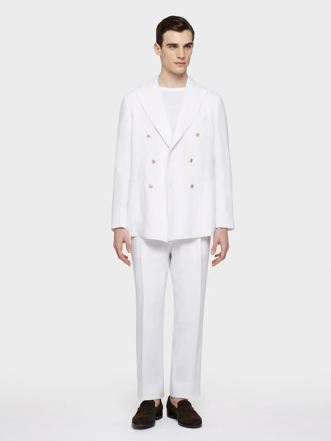 Caruso Norma pantalone lino bianco vita alta