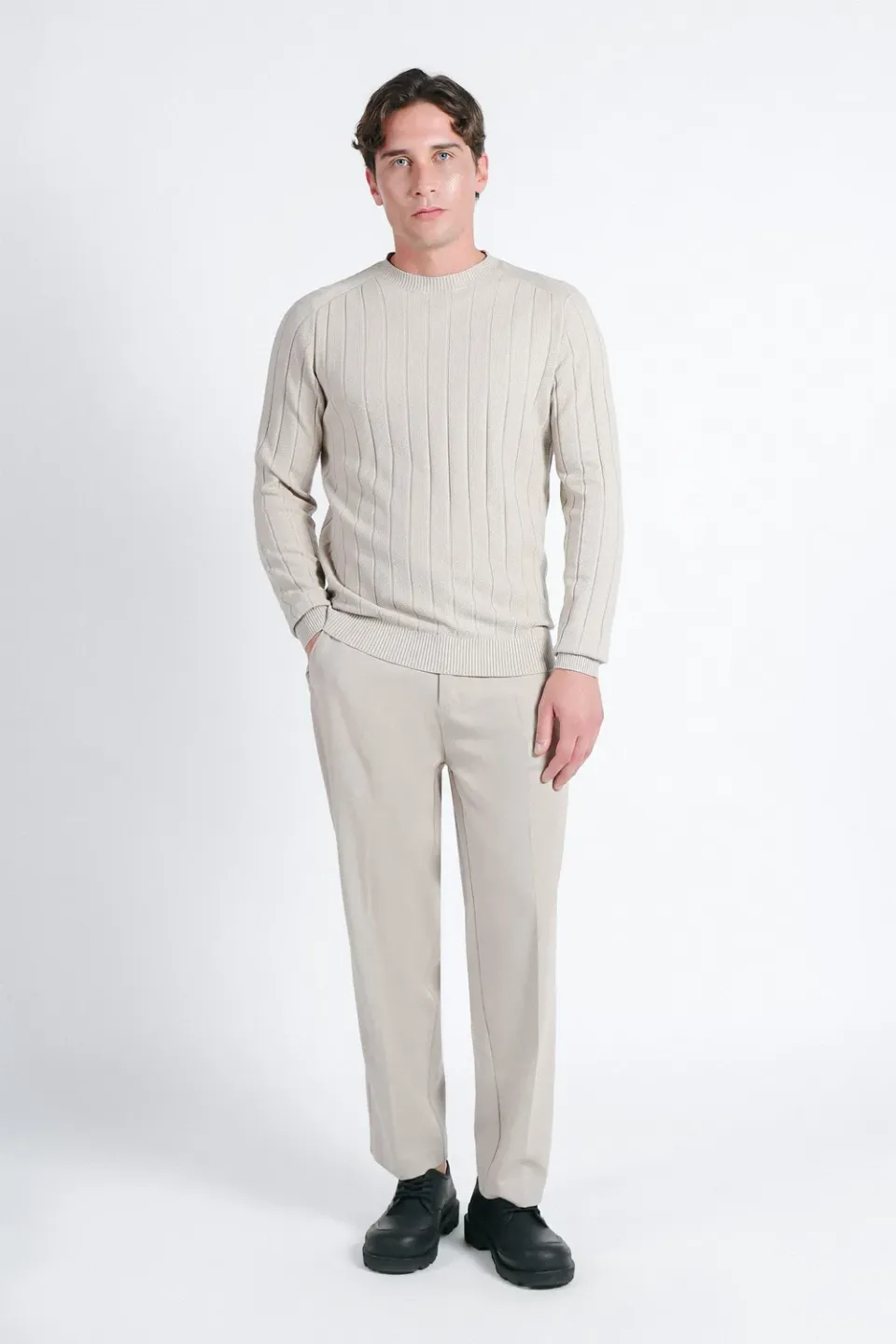 Sonny Bono maglia girocollo lavorata beige chiaro