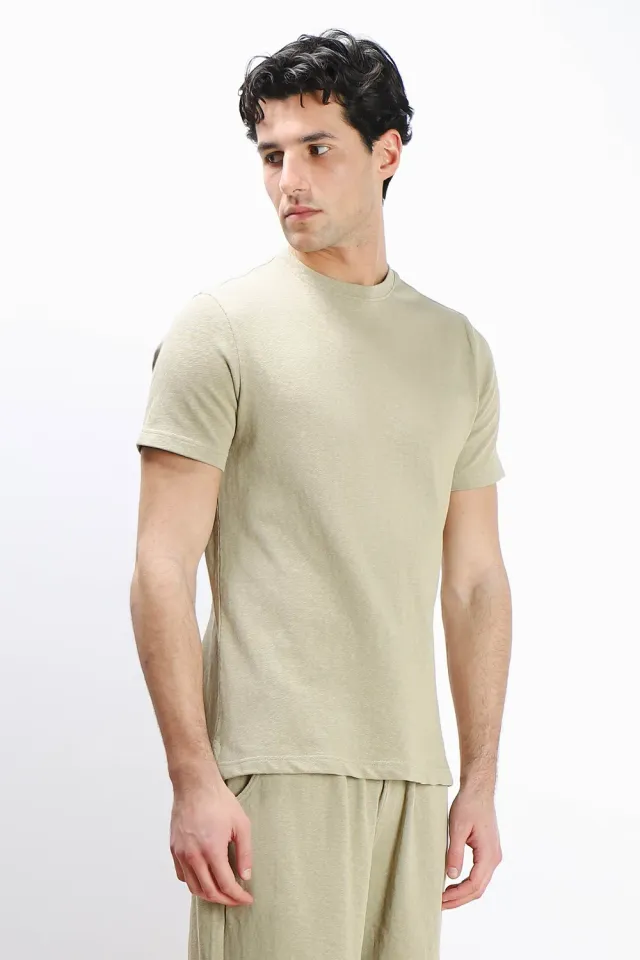 Sonny Bono Slub T-Shirt Kaki Effetto Lino