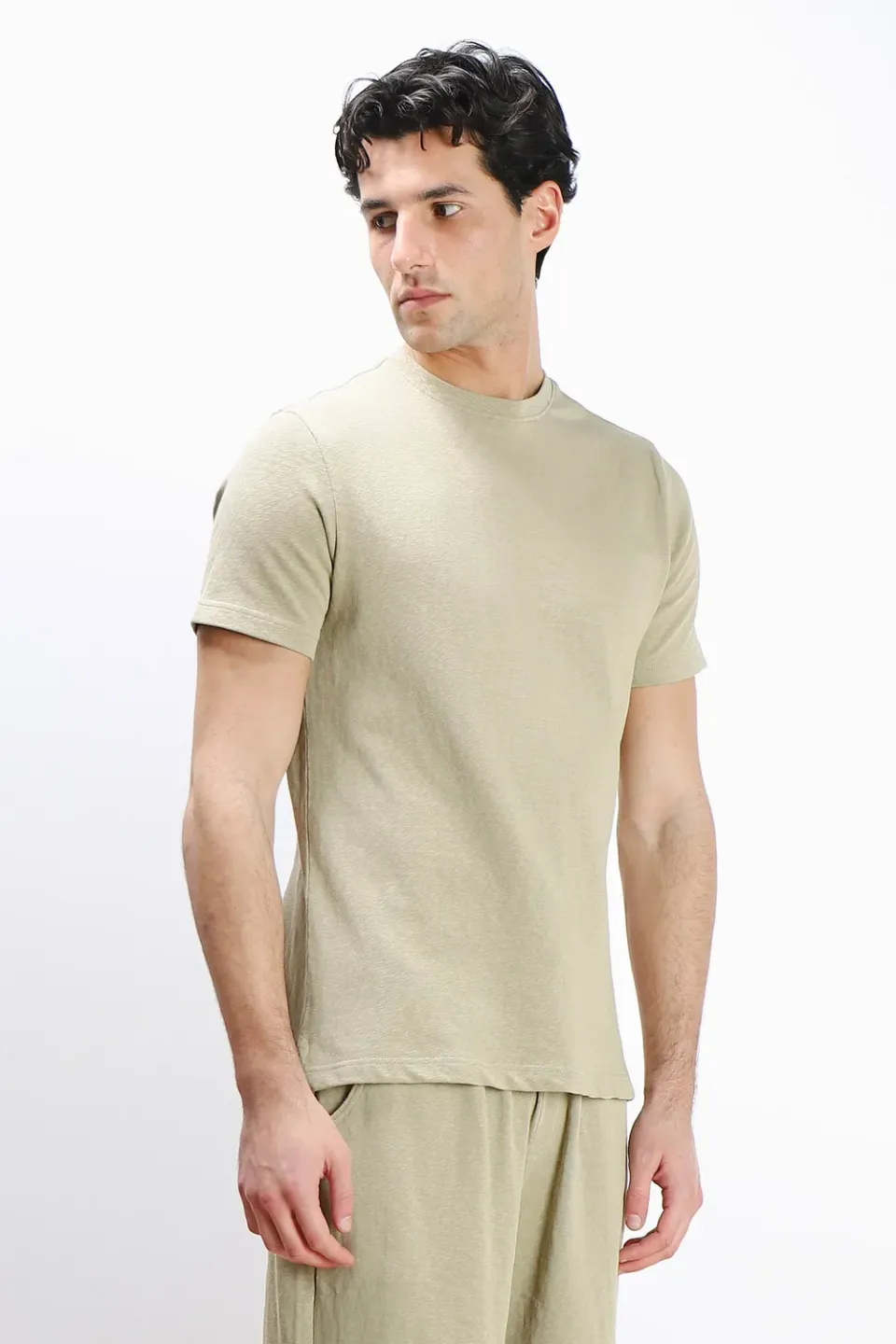 Sonny Bono Slub T-Shirt Kaki Effetto Lino
